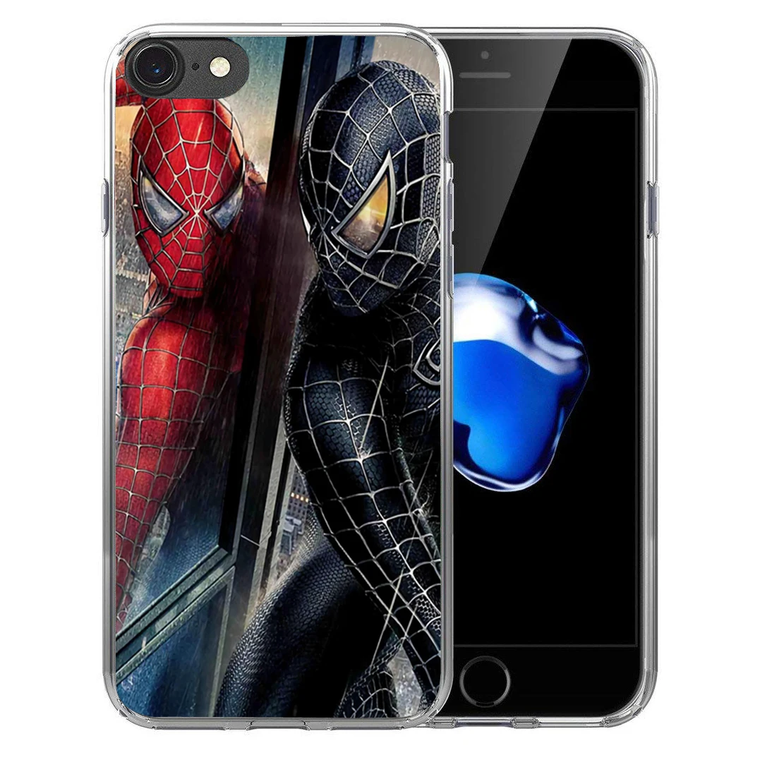 Для iPhone X 8 7 плюс 6 S 5 5S SE Мягкие силиконовые ТПУ Защитная черный паук venom логотип Coque