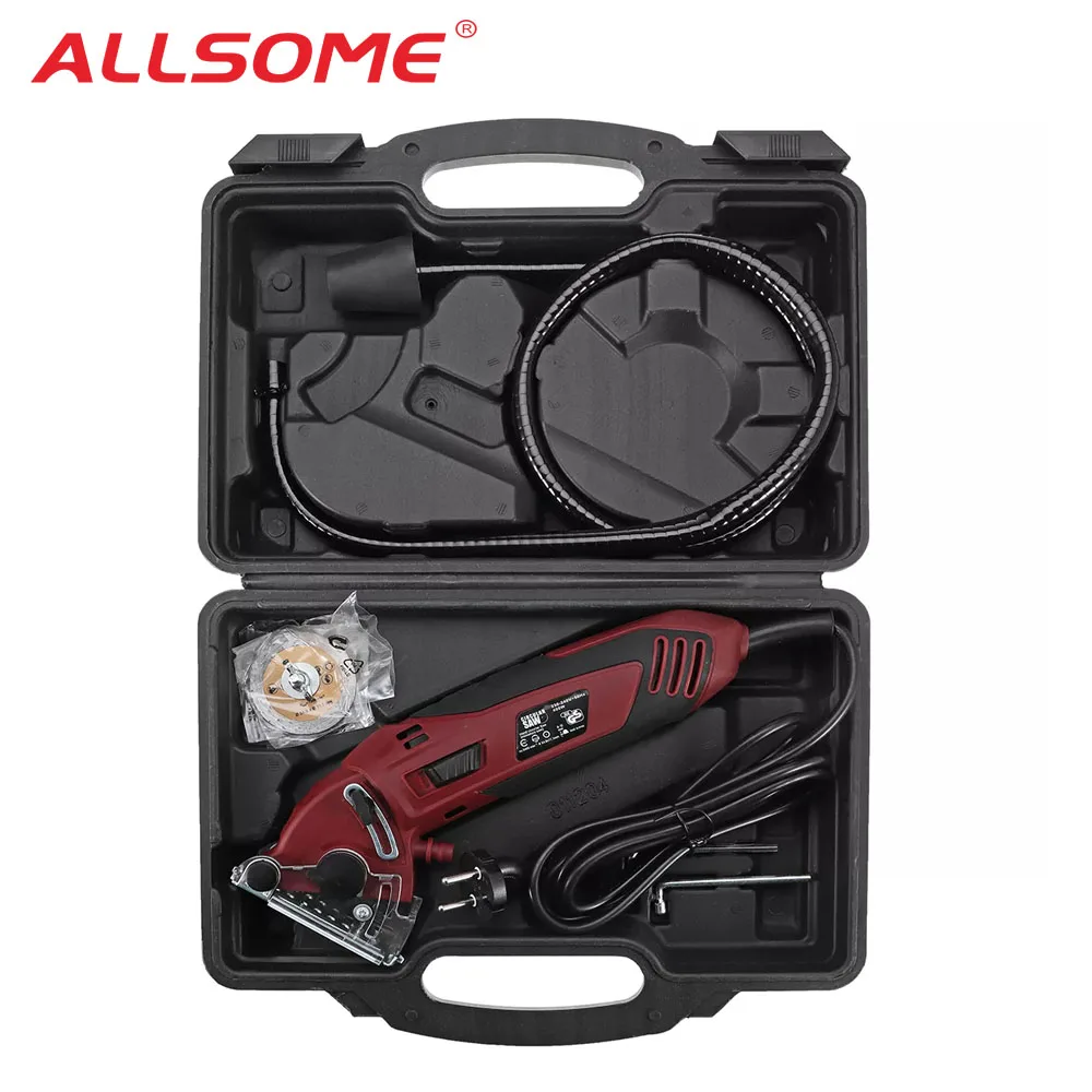 

ALLSOME 110V/230-240V 400W Mini Circular Saw Electric Saws DIY Blades Guide Ruler Wood Tools HT2765-2766