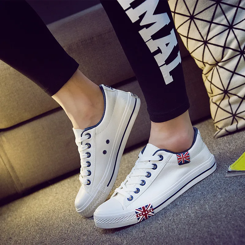 New style rice flag white canvas shoes casual beef tendon bottom men's student | Обувь