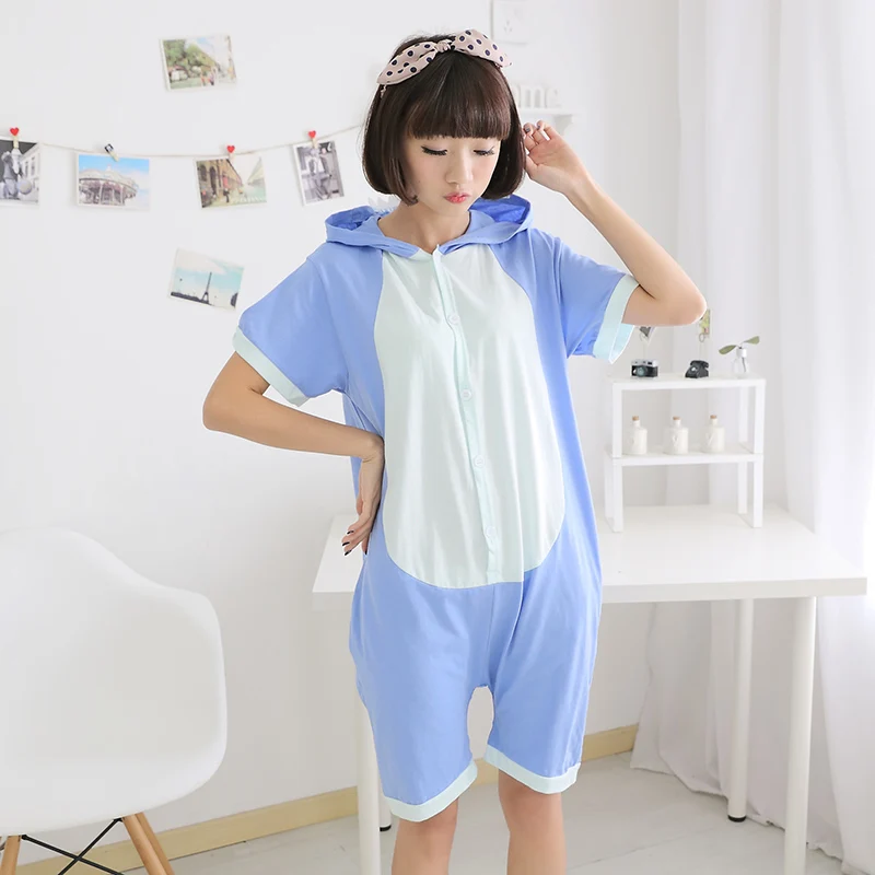 Anime-pajamas-blue-Stitch-men-women-adult-short-sleeve-cotton-pajamas-cartoon-animal-summer-unisex-cosplay (1)