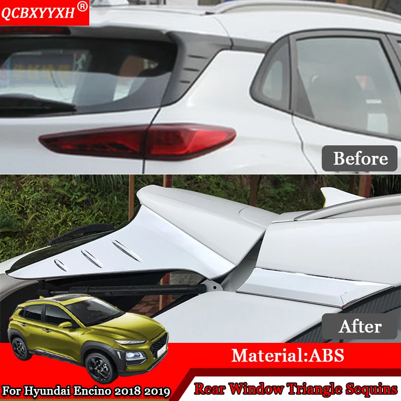 For Hyundai Kona 2018 2019 Car ABS Rear Window Triangle Sequins trim 4pcs