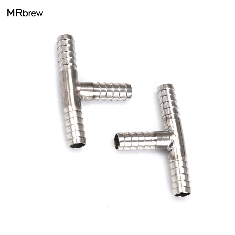 

2pcs/lot Stainless Steel Hose Barb T-Shaped Barb Fitting 3-Way beer hose Connector Fittings for 8mm beer line