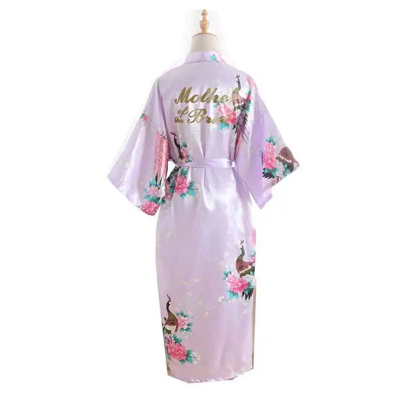 BZEL халат для матери невесты, цветочный халат, женское атласное свадебное кимоно, сексуальное платье для сна, женский халат для свадебной вечеринки - Цвет: Lavender