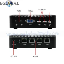 Eglobal Barebone Мини ПК J1900 Четырехъядерный 4 LAN 1080P 12V мини настольный компьютер j1900 маршрутизатор 1* VGA WIN7 pfsense
