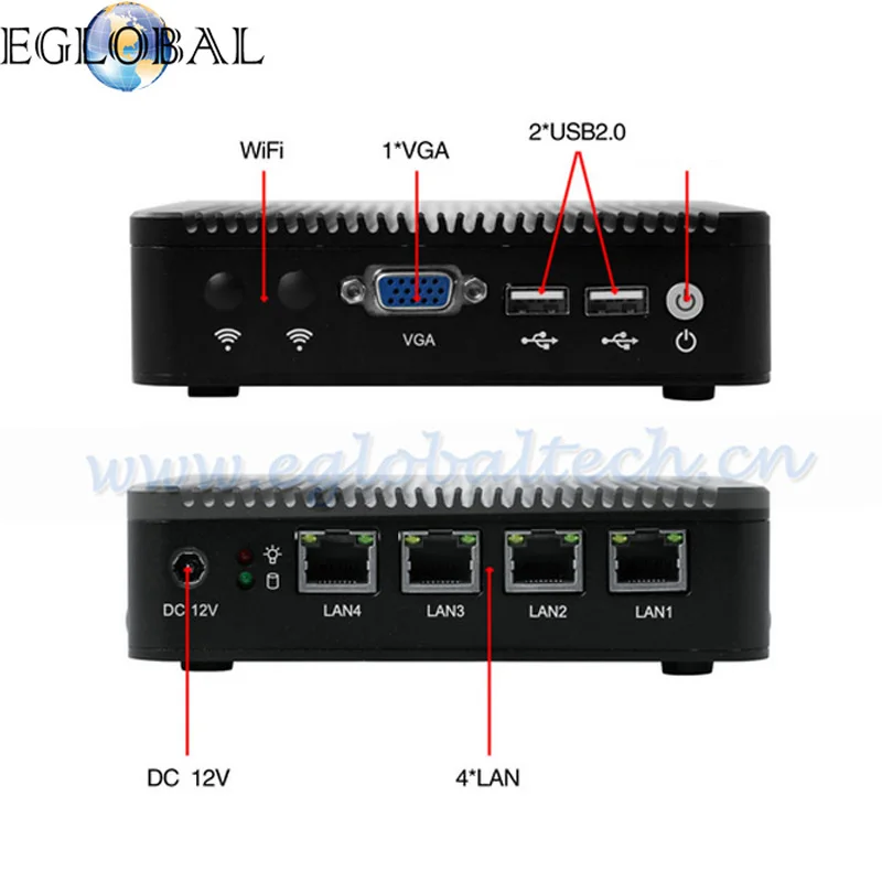 Мини компьютер Eglobal Barebone J1900 4 ядра LAN 1080P 12 В|pc j1900|j1900 quad corej1900 router |