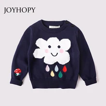JOYHOPY/Свитера для маленьких девочек дети ручной облако и свитер с каплями дождя пальто для детей пижамы для мальчиков и девочек, детская одежда для сна с длинными рукавами, трикотажная одежда