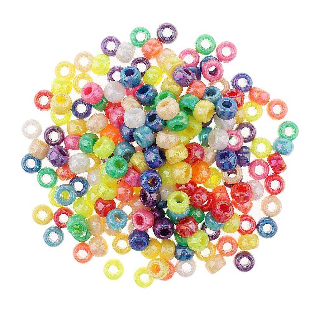 200 Pieces Multi colors Round Glass Beads Loose Beading Large Hole for DIY Necklaces,Bracelet, Earrings Making Craft 8 mm