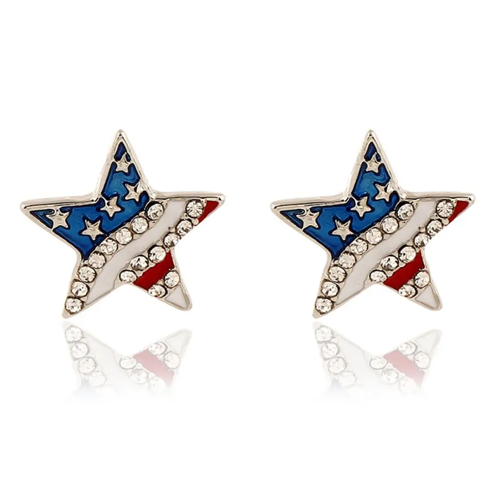 Buy Fashion American National Flag Crystal Stud