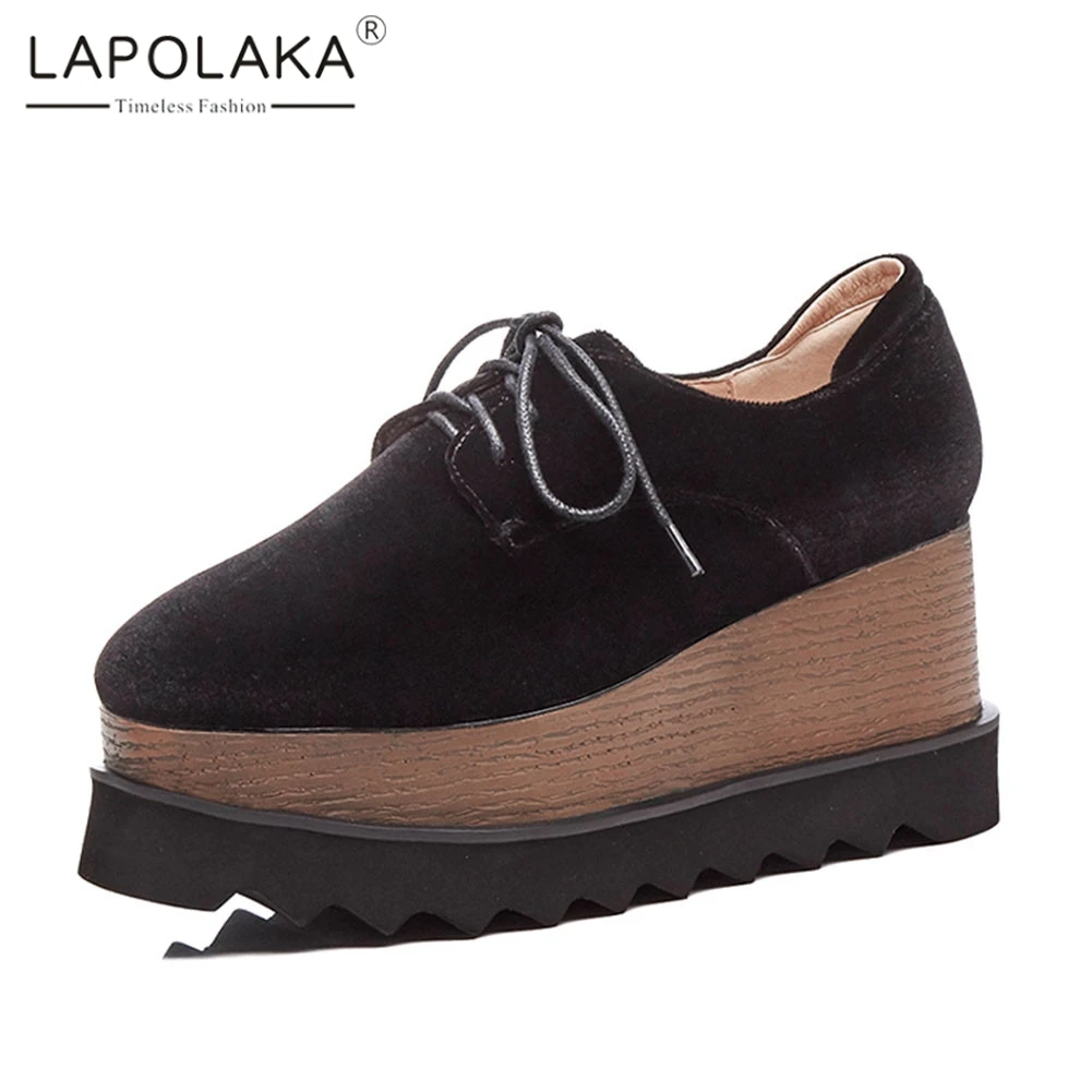 

Lapolaka New Big Size 33-42 Ladies Wedges Lace Up Flat Platform Shoes Woman Casual Soft Autumn Spring Flats Shoes