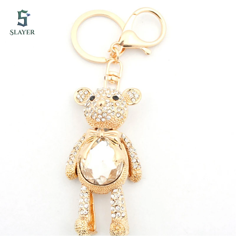 2017 Free shipping european fashion wholesale animal bear keychain gold