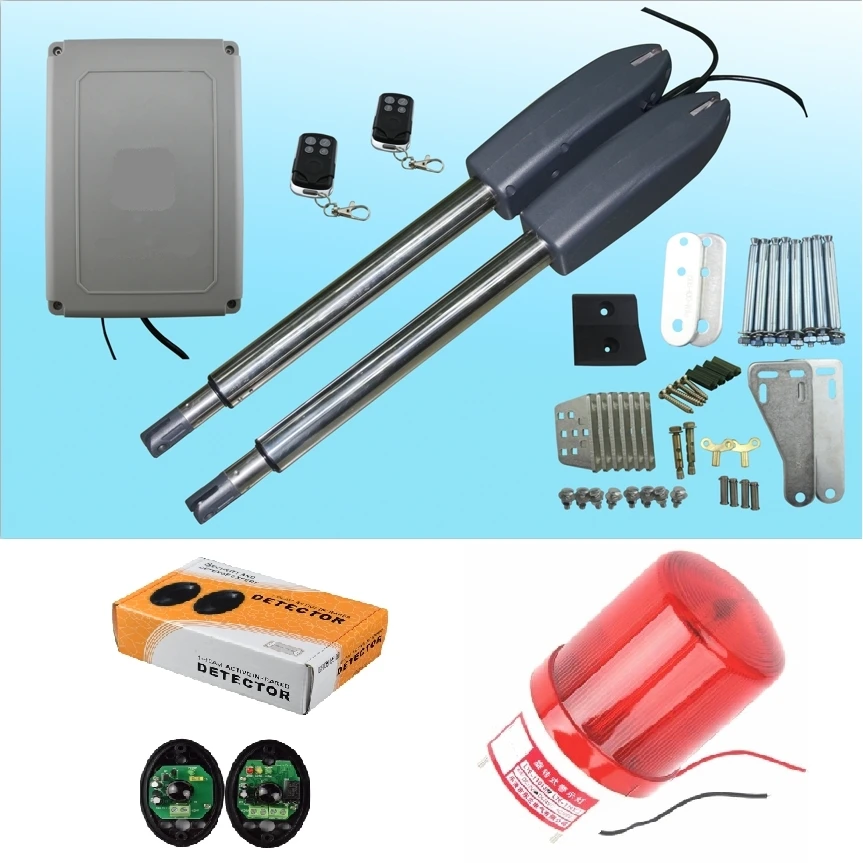 300kg swing door gate linear actuator motors Kit 2 transmitter with  photocell alarm lamp