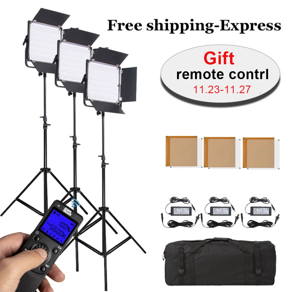 

3* Pixel K80 LED Video Light Professional Set with Built-in 2.4G Wireless Transmission Panel with Light Stand Bracket for Studio