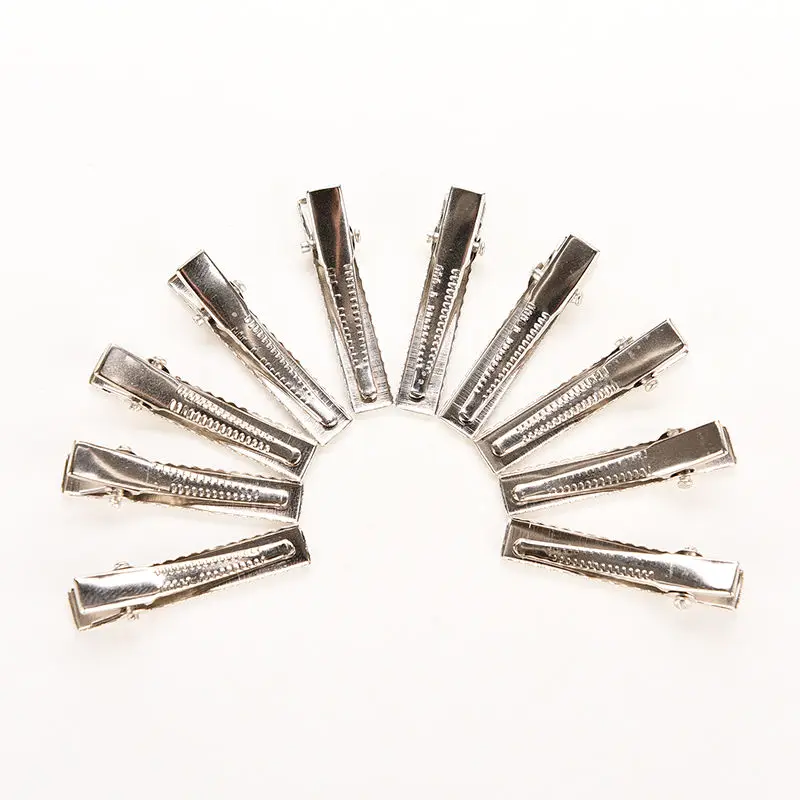 

50pcs Silver Iron Hair Clip Hair Styling Flat Metal Single Prong Alligator Barrettes