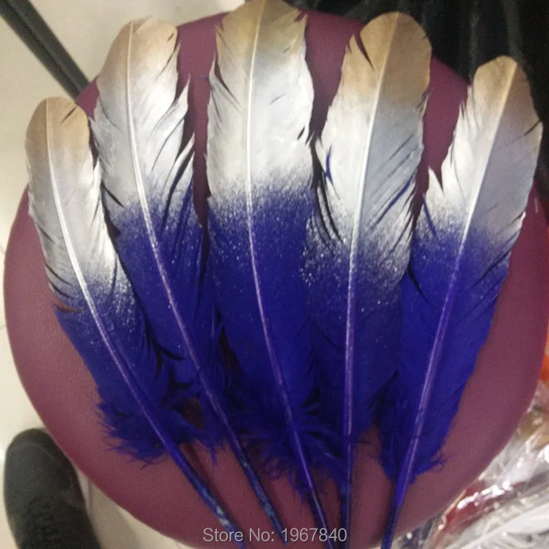 Wholesale Beautiful 100pcs Turkish Feather Sapphire Plus Silver Plus