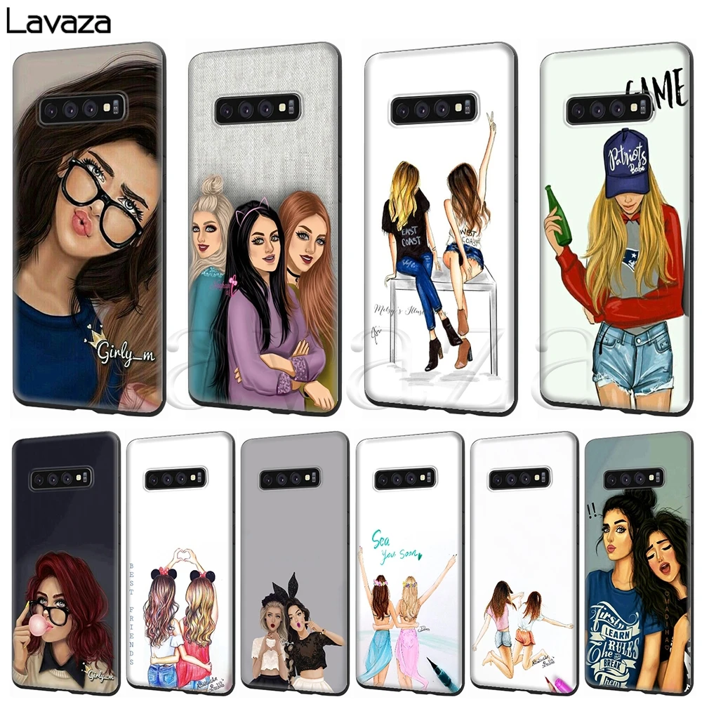

Lavaza Girls Brunette Blonde Best Friends BFF Case for Galaxy S6 S7 Edge S8 S9 S10 Plus A6 A7 A8 A9 J6 Note 8 9