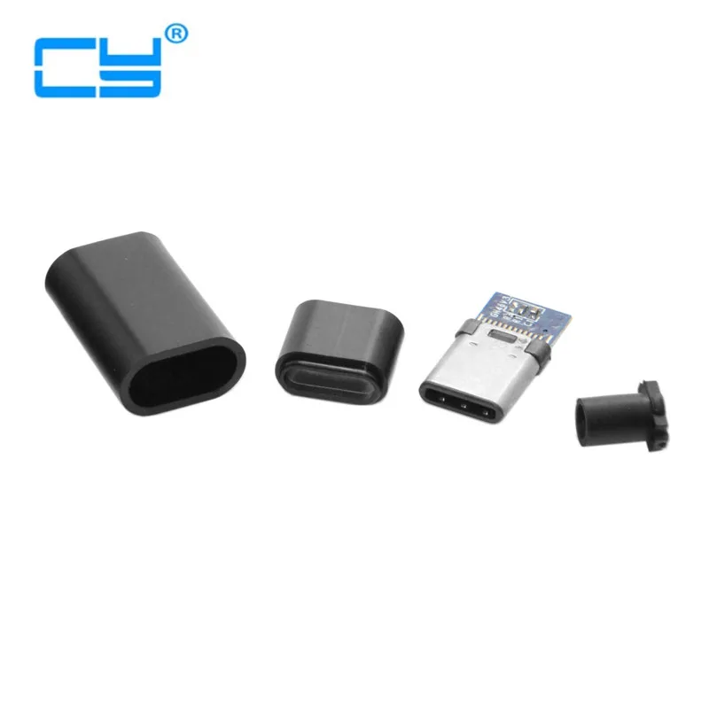 10 комплектов DIY 24-контактный USB 3 1 Тип C USB-C мужской разъем типа SMT с черным корпусом