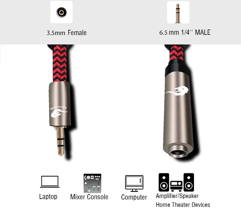 Stereo 3 5mm Male to 6 5mm Female Jack Audio Cable For iPhone Cellphone Computer Headphone Mixer Console Speaker 1m 2m 3m 5m 8m