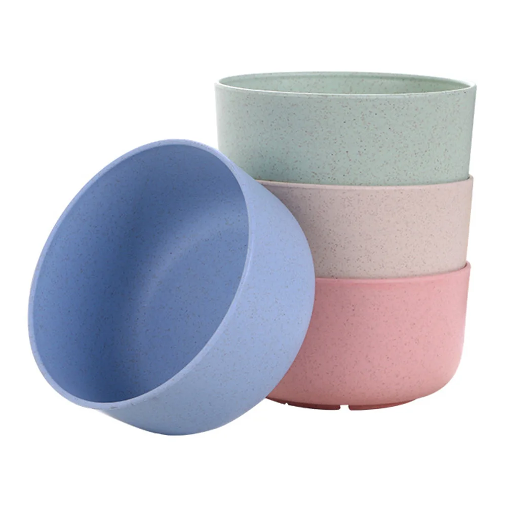 

4PCS/Set Bowl Kitchen Wheat Straw Home Heat-Resistant Dinnerware Noodle Rice Round Soup Biodegradable Non-Slip Antibacterial