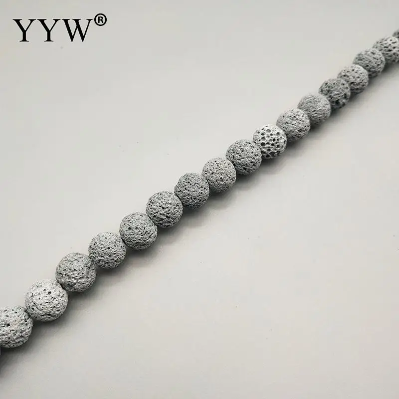 gray 6, 8, 10 мм, разноцветные бусины из лавы, бусины из вулканического камня, свободные бусины-разделители для изготовления браслетов своими руками - Цвет: gray