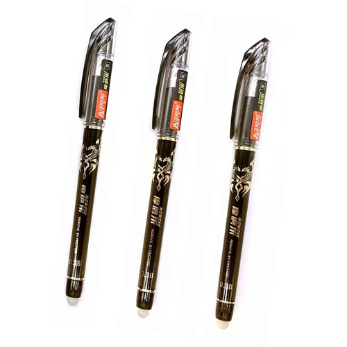 3Pcs black 3/12 шт./компл. 0,38 мм стираемая ручка моющиеся ручка синий черный, красный со стирающимися чернилами стержни для гелевых ручек стержень для школы и офиса письменные канцелярские принадлежности - Цвет: 3Pcs black