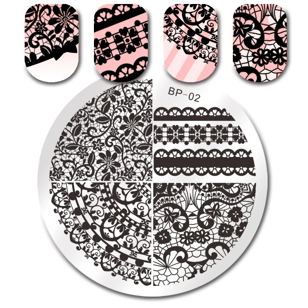

BORN PRETTY Chic Lace Pattern Nail Art Stamp Template Image Plate BP-02