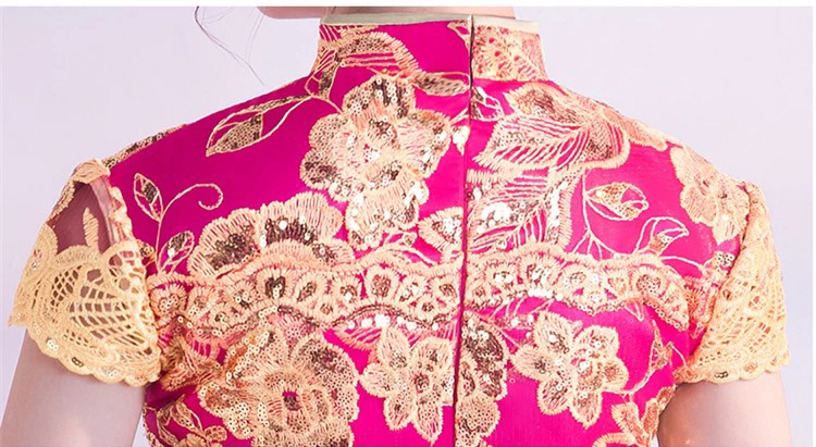 Китайская традиционная вышивка платье с блестками Китай свадебное Qipao длинное вечернее платье Чонсам Qi Pao восточные платья Chinoise