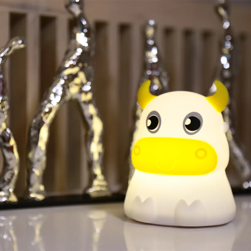 

7 Colors Changed Cartoon Cute Cattle USB Charging Light Soft Table Lamp Home Decor for Kids Touch Control Night light