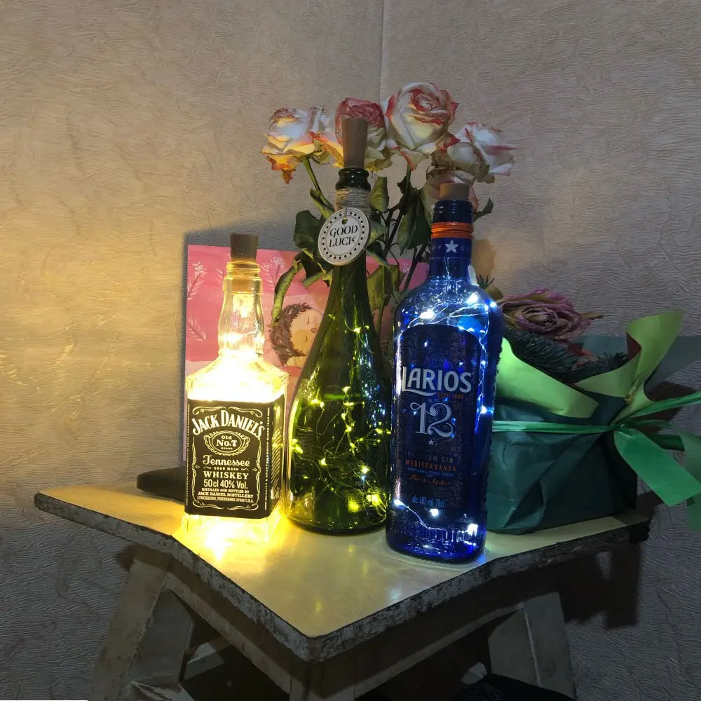 1 м 10 светодиодный 2 м 20 светодиодный стеклянный винный светодиодный светильник-гирлянда пробка для бутылки вина с подсветкой лампа для украшения рождественской вечеринки