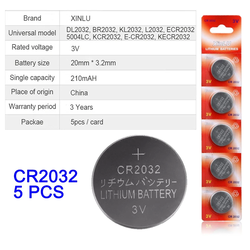 Высокое качество 1 лот = 1 упаковка = 5 шт. CR2032 DL2032 CR 2032 KCR2032 5004LC ECR2032 кнопочная батарейка для часов EA2032C ECR2032