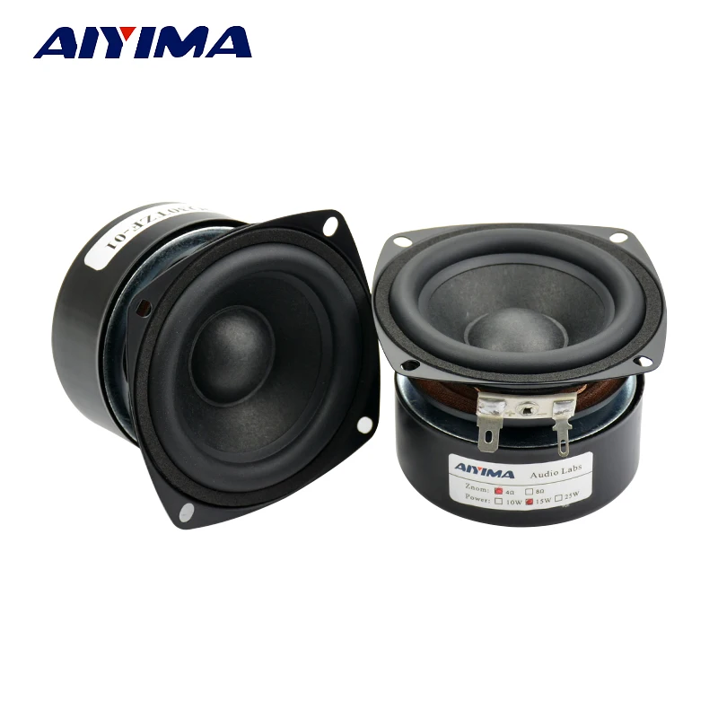 AIYIMA 2Pcs 3Inch Full Range Speakers 4Ohm 15W Speaker Subwoofer Tweeter HIFI Music FM Radio Home Video System Speaker