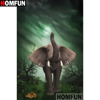 

HOMFUN Full Square/Round Drill 5D DIY Diamond Painting "Animal elephant" Embroidery Cross Stitch 5D Home Decor Gift A16228