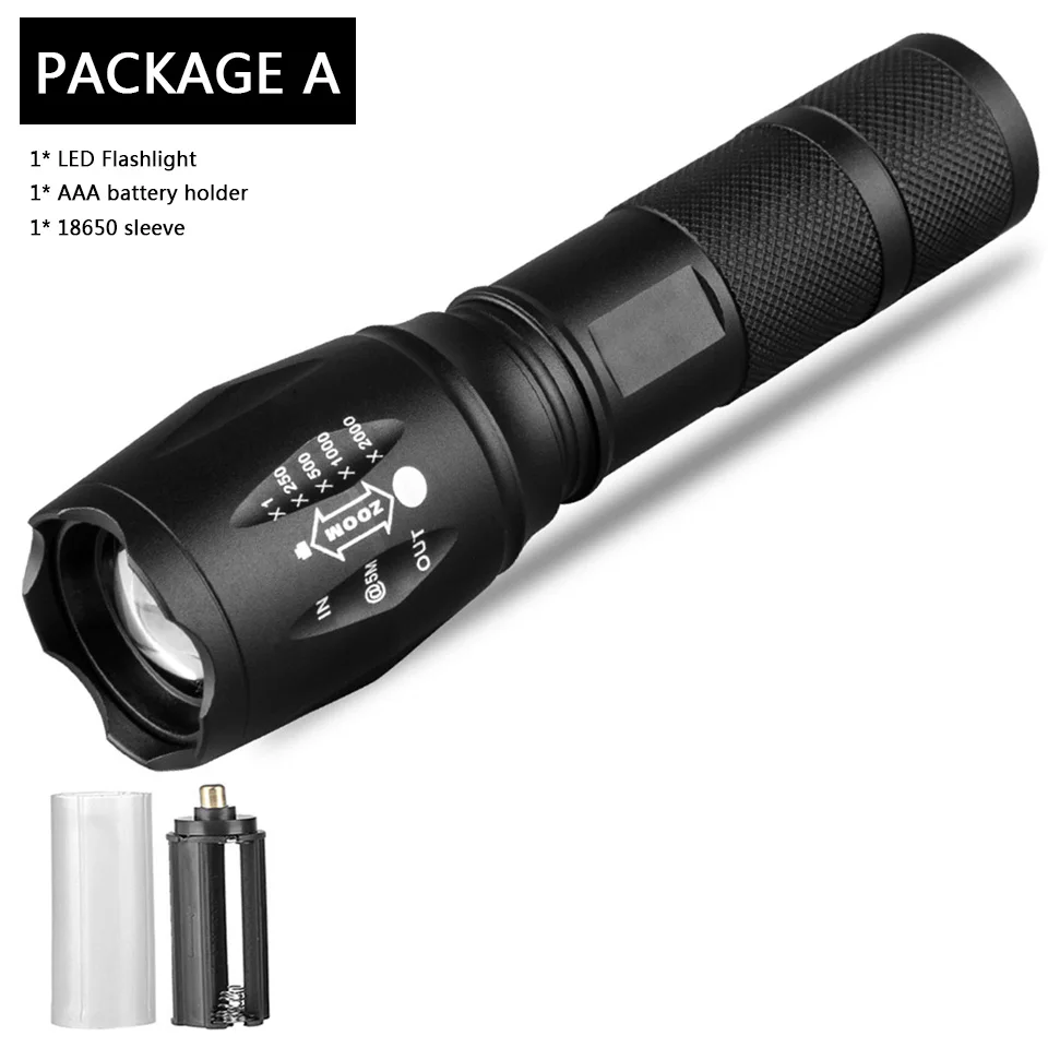 Option A Led flashlight Ultra Bright torch V6 L2 T6 Camping light 5 switch Modes Zoomable Bicycle Light use 18650 battery - Испускаемый цвет: Option A