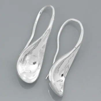 

8SEASONS Copper Ear Wires Earring Findings Spoon silver-color(Fits 12mm Beads) 3.1x1.1cm,5 Pairs (B26845)