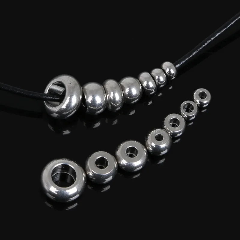 

7 selection: 5x3mm(hole:1.5mm) 5x3mm(hole:2.5mm) 6x3mm 7x5mm 8x4mm 8x5mm 11x5mm Stainless Steel Spacer Beads For Jewelry Making