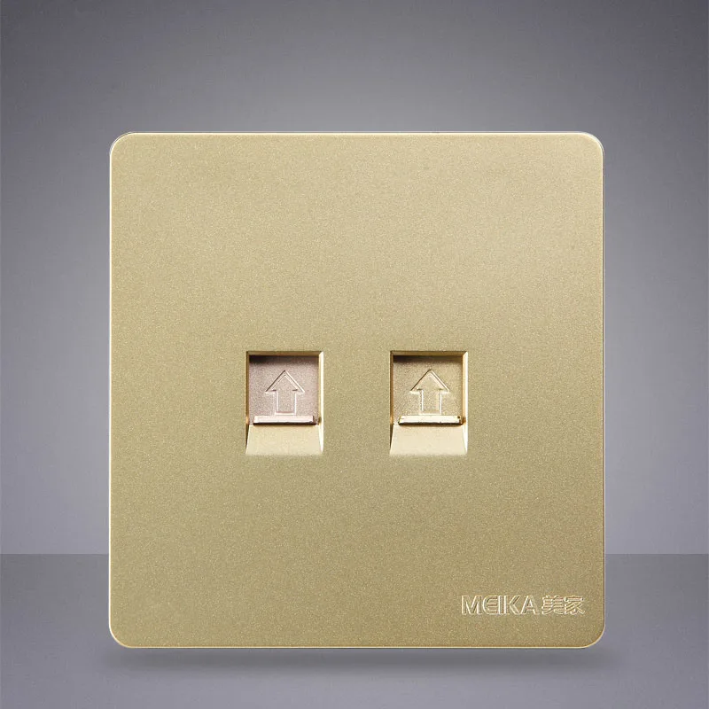 

2pcs Home Improvement Personality Wall Outlet MK Gold Flat Phone Computer Network Socket Type 86 Pop Socket