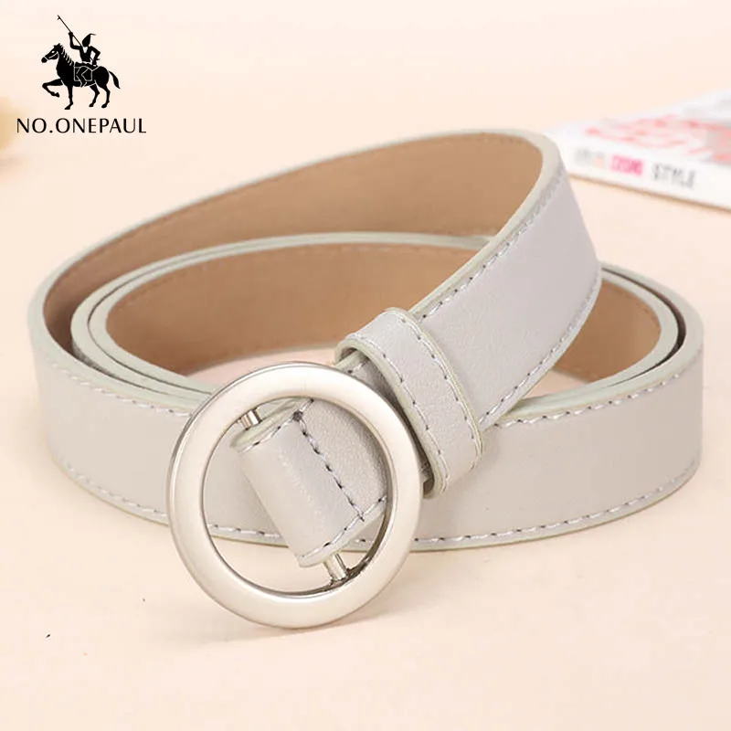 

NO.ONEPAUL High quality ladies retro leather belt non-porous round pin buckle three-dimensional fashion buckle waist ladie belt