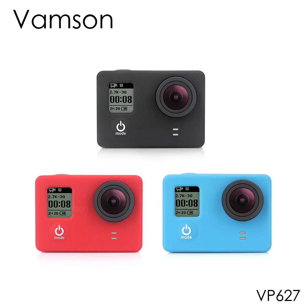 Vamson для Gopro аксессуары силиконовый 3 цвета гелевый резиновый защитный чехол пылезащитный кожаный чехол для GoPro Hero 4 3+ 3 камеры VP627