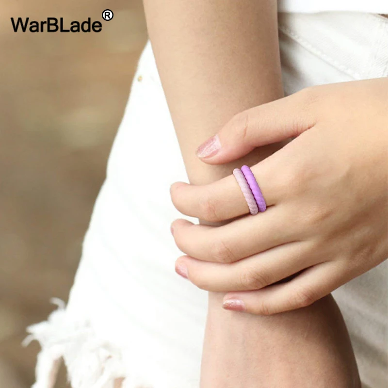 21Color Thin Braided Silicone Ring For Women Wedding Rings Rubber Bands Hypoallergenic Crossfit Flexible Silicone Finger Ring 2