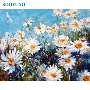 

SDOYUNO Frame Chrysanthemum Flowers DIY Painting By Numbers Wall Art Picture Painting & Calligraphy Acrylic Paint For Home Art