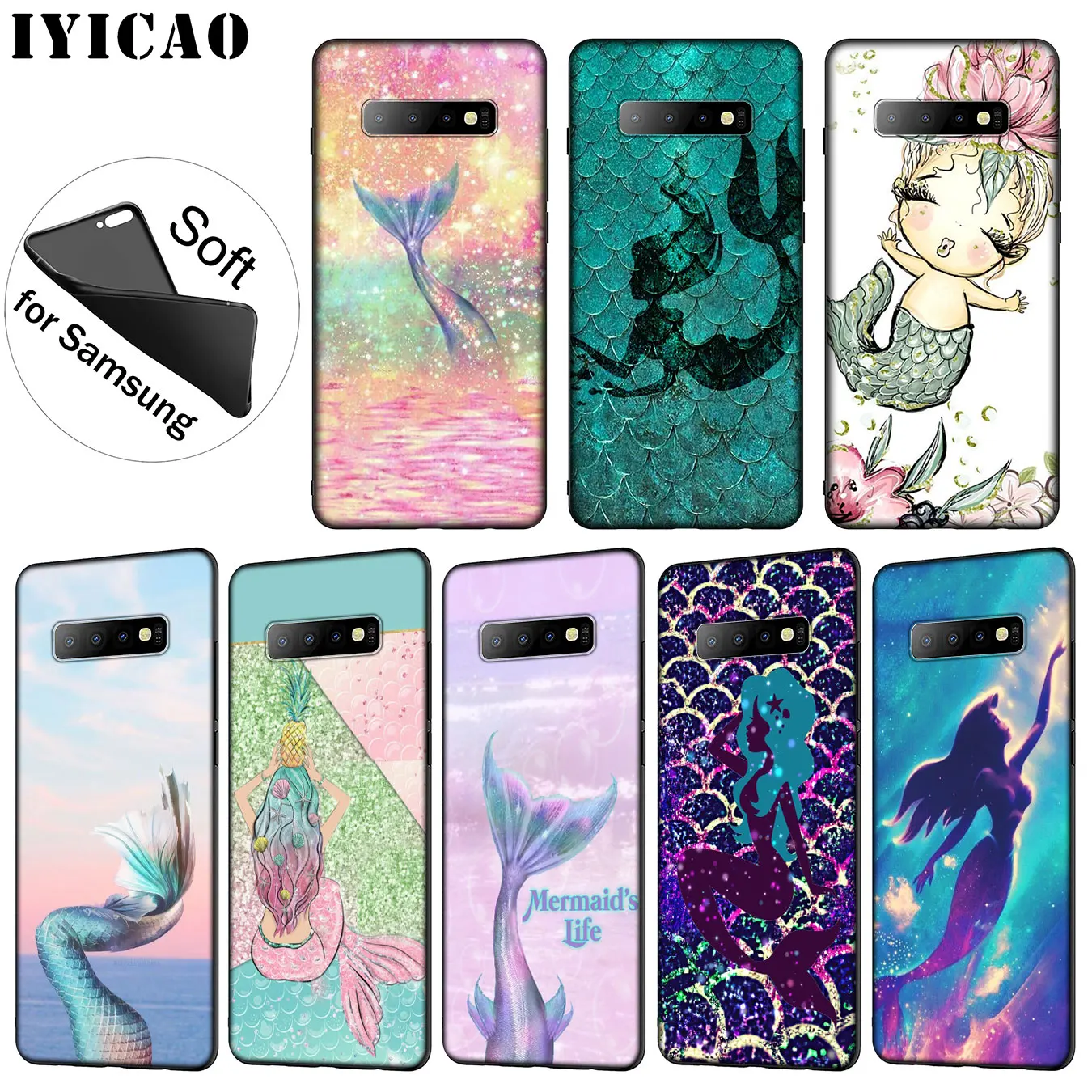 IYICAO Mermaid Tail Scale Soft Silicone Phone Case for Samsung Galaxy S20 Ultra S10 Lite S9 S8 Plus S6 S7 Edge S10e Cover |