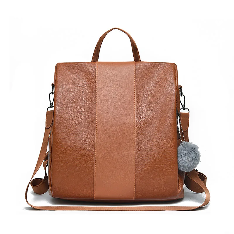 PU-v3-brown Женский рюкзак с защитой от краж, кошелек, повседневный женский рюкзак, женский рюкзак, высокое качество, женские сумки через плечо, mochila feminina - Цвет: PU-v3-brown