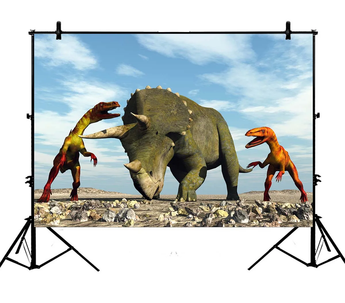

5x7ft Jurassic Dinosaur 3D Ancient Bleak Field Stone Polyester Photo Background Portrait Backdrop