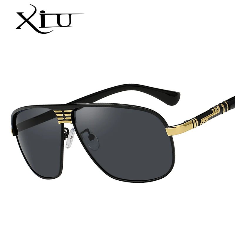 

XIU Polarized Mens Sunglasses Retro Vintage Brand Designer Goggle Sun Glasses Black Lens Male Driving Eyewear UV400
