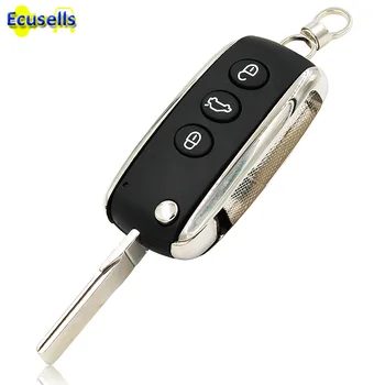 

New Uncut Modified Folding Flip Remote Key Shell Case Fob 3 Button for Bentley Mulsanne Arnage replacement remote key case