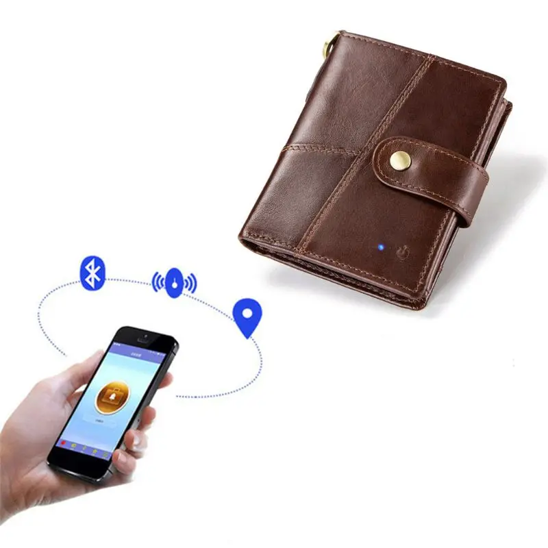 

THINKTHENDO Smart Wallet RFID Genuine Leather with Alarm GPS Map Bluetooth Taking Photo Record Purse