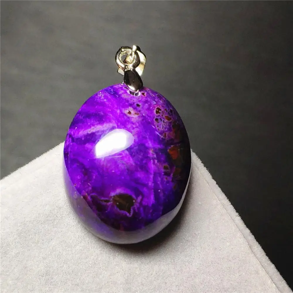 

Top Quality Natural Purple Sugilite Purple Pendant 24x18x9mm Oval Shape Bead Charms Women South Africa Necklace Pendants AAAAA