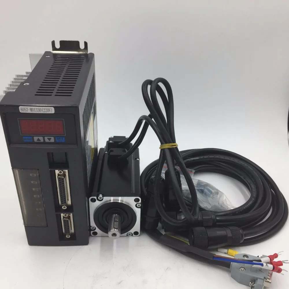 400 Вт CNC AC Серводвигатель + Драйвер комплект 60ST M01330 1.26Nm 220vAC 3000r/мин NEMA24 60 мм для