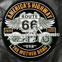 Пользовательские большая вышивка панк Америка шоссе нашивки на одежду мотоцикл термоклейкие для одежды route 66 нашивки значки