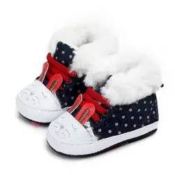 Сапоги для маленьких девочек, зимняя обувь для новорожденных, теплая обувь в горошек с принтом, детские сапоги, бархатная детская обувь 0-12 м