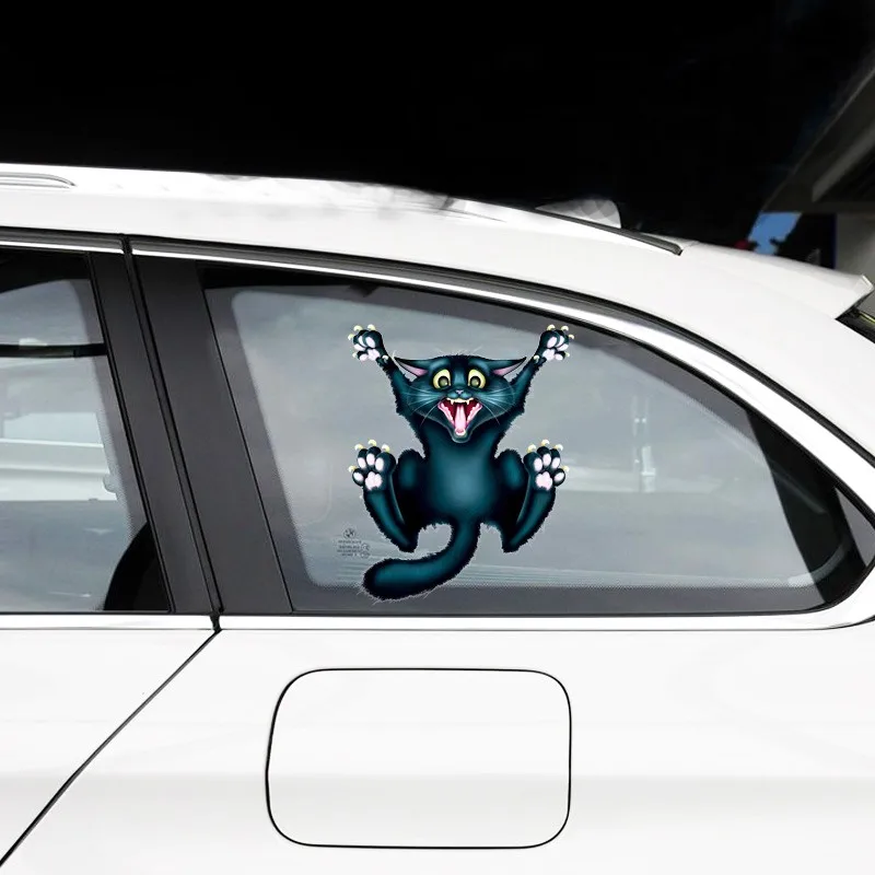 Cute Car Styling Funny Car Sticker 3D Crazy Cat Car Window Head Tail